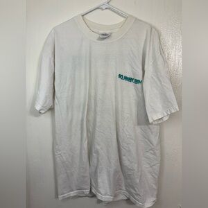 Vintage So Many Fish So Little Time White T Shirt Size X-Large Discolored Neck